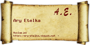 Ary Etelka névjegykártya